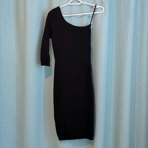 EUC XXS Le Château knit midi one shoulder LBD 🖤🖤🖤🖤🖤🖤🖤🖤🖤🖤🖤🖤🖤